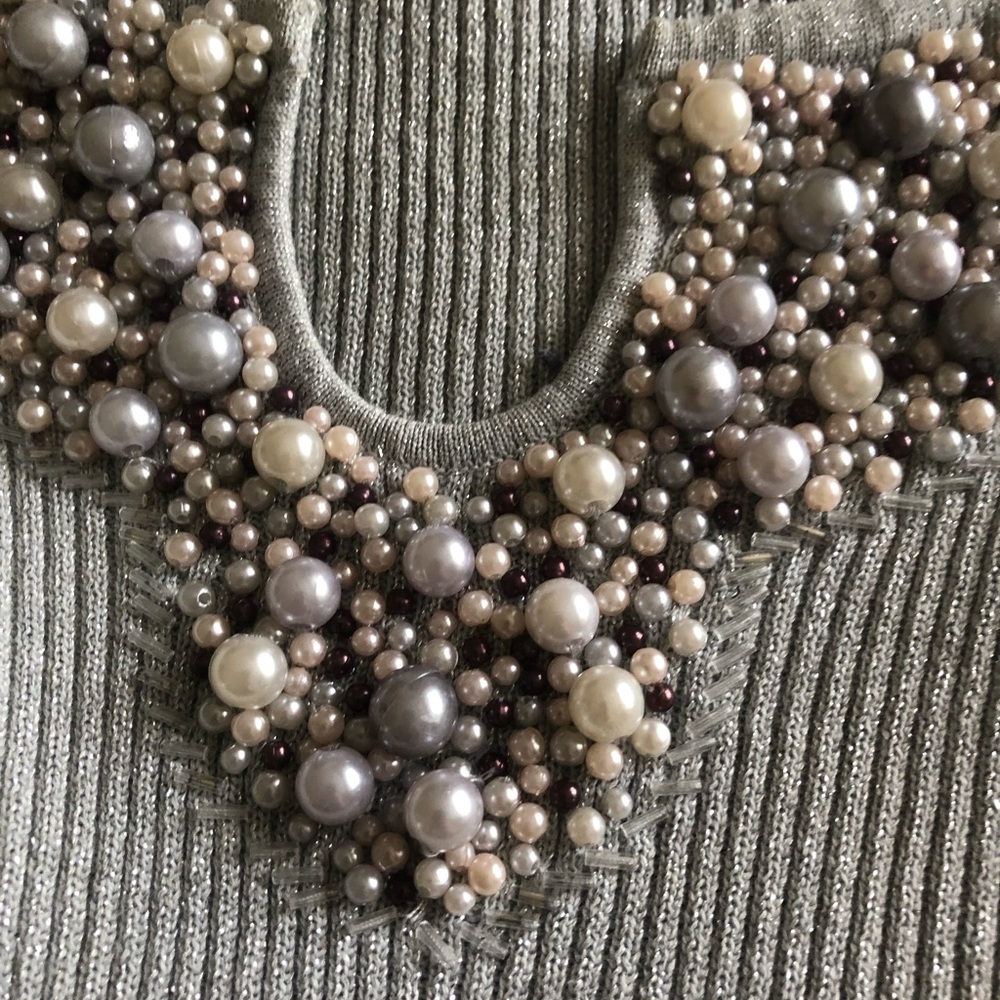 Cache Sweater. Gray With Beads. Size M. - image 3